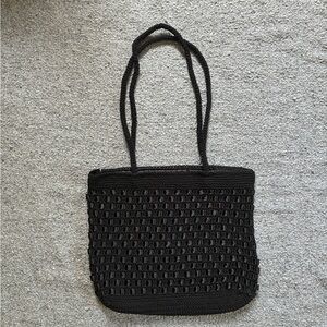 Black Crochet Tote Bag - Unbranded